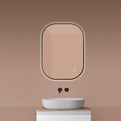Oltens Nordlis 64126300 lustro 60x90 cm prostokątne z oświetleniem z matą grzewczą czarny