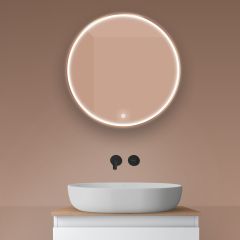 Oltens Nordlis 64100610 lustro 60x60 cm okrągłe z oświetleniem z matą grzewczą