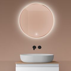 Oltens Nordlis 64108610 lustro 60x60 cm okrągłe z oświetleniem z matą grzewczą