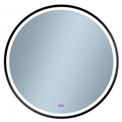 Venti Orion Black 5905951180298 lustro 80x80 cm okrągłe z oświetleniem z matą grzewczą czarny