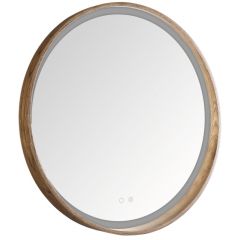 Zuma Line 003064035226 lustro 80x80 cm okrągłe z oświetleniem z matą grzewczą drewno