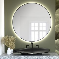 Baltica Design Tiny Border Bright 5904107911496 lustro 80x80 cm okrągłe z oświetleniem z matą grzewczą czarny