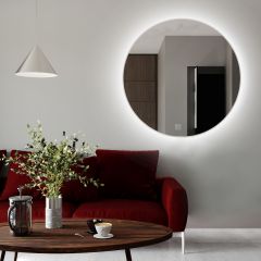 Baltica Design Tiny Border Bright 5904107911571 lustro 90x90 cm okrągłe z oświetleniem z matą grzewczą biały