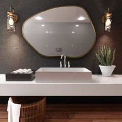 Baltica Design Bright Stain I 5904107917023 lustro 100x72 cm z oświetleniem złoty