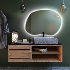 Baltica Design Bright Stain II 5904107917146 lustro 100x70 cm z oświetleniem biały