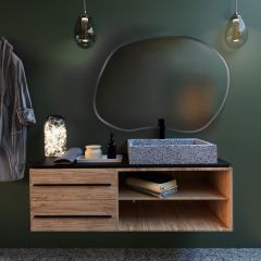 Baltica Design Bright Stain II 5904107917375 lustro 90x64 cm z oświetleniem srebrny