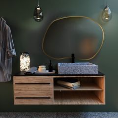 Baltica Design Bright Stain II 5904107917504 lustro 100x70 cm z oświetleniem złoty