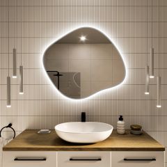 Baltica Design Tiny Borderbright Stain III 5904107917795 lustro 70x60 cm z oświetleniem z matą grzewczą srebrny