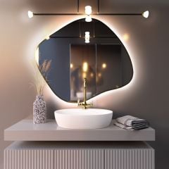Baltica Design Bright Stain III 5904107917986 lustro 100x86 cm z oświetleniem z matą grzewczą złoty