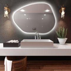Baltica Design Bright Stain I 5904107918624 lustro 90x64 cm z oświetleniem biały
