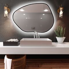 Baltica Design Bright Stain I 5904107918679 lustro 50x36 cm z oświetleniem czarny