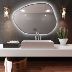 Baltica Design Bright Stain I 5904107918914 lustro 70x50 cm z oświetleniem srebrny