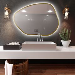Baltica Design Bright Stain I 5904107919188 lustro 100x72 cm z oświetleniem złoty