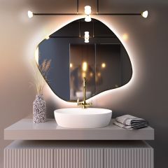 Baltica Design Bright Stain III 5904107920504 lustro 60x52 cm z oświetleniem złoty