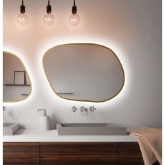 Baltica Design Bright Stain IV 5904107921198 lustro 50x36 cm z oświetleniem złoty