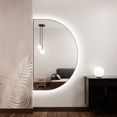 Baltica Design Tiny Border Semi Round 5904107925325 lustro 80x60 cm z oświetleniem czarny