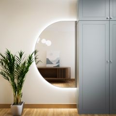 Baltica Design Tiny Border Semi Round 5904107925561 lustro 80x60 cm z oświetleniem srebrny