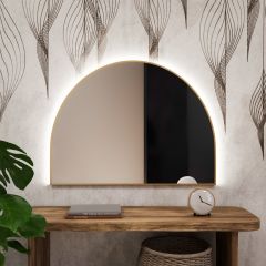 Baltica Design Tiny Border Semi Round 5904107928524 lustro 90x45 cm z oświetleniem złoty