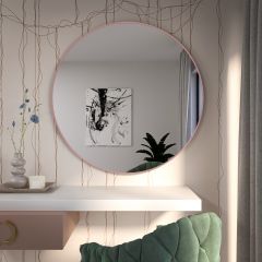 Baltica Design Tiny Border Round 5904107930343 lustro 50x50 cm okrągłe różowy