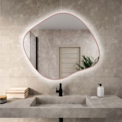Baltica Design Bright Stain III 5904107931982 lustro 50x43 cm z oświetleniem różowy