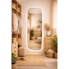 Baltica Design Stone Calm 5904107932590 lustro 50x155 cm z oświetleniem złoty