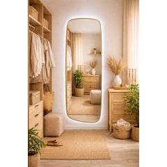 Baltica Design Stone Calm 5904107932606 lustro 50x155 cm z oświetleniem złoty