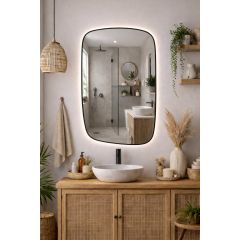 Baltica Design Stone Calm 5904107932620 lustro 60x90 cm z oświetleniem czarny