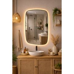 Baltica Design Stone Calm 5904107932644 lustro 60x90 cm z oświetleniem czarny