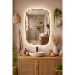 Baltica Design Stone Calm 5904107932651 lustro 60x90 cm z oświetleniem złoty