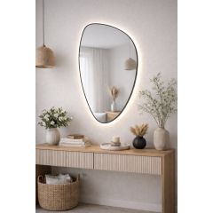 Baltica Design Stone Fluid 5904107932682 lustro 55x92 cm z oświetleniem czarny