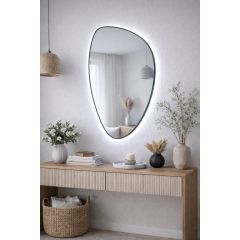 Baltica Design Stone Fluid 5904107932699 lustro 55x92 cm z oświetleniem czarny