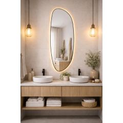 Baltica Design Stone Fluid 5904107932767 lustro 50x155 cm z oświetleniem czarny