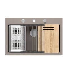 Berg Ares BRS23804 zlewozmywak granitowy 76x50 cm beżowy