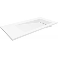 Cristalstone Linea Ideal U1300MBPOLBCRBO umywalka 130x45 cm prostokątna wpuszczana-z blatem biała