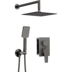 Deante Blur BXYZDQLM zestaw prysznicowy podtynkowy z deszczownicą grafitowy
