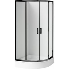 Deante Funkia KDDZN51K kabina z brodzikiem 90x90 cm półokrągła czarny mat/szkło przezroczyste