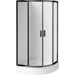 Deante Funkia KDDZN52K kabina z brodzikiem 80x80 cm półokrągła czarny mat/szkło przezroczyste