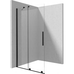Deante Prizma KTJN34R ścianka prysznicowa walk-in 140 cm czarny mat/szkło przezroczyste