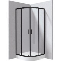 Deante Funkia Evo KYPZN088P kabina z brodzikiem 80x80 cm półokrągła czarny mat/szkło przezroczyste