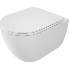 Deante Round CGRDAZPW miska wc z deską wolnoopadającą wisząca bez kołnierza ze spłukiwaniem wirowym biały mat
