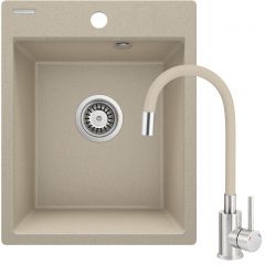 Deante Corio ZRCP7103 zlewozmywak z baterią beżowy/stal