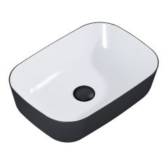 Elita Reni RE040460896110 umywalka 45.5x32.5 cm prostokątna nablatowa biała-czarna