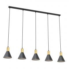 Emibig Rosa 13885 lampa wisząca 5x10 W czarna-złota