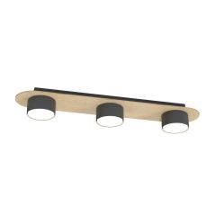 Emibig Diaz 14383 lampa podsufitowa 3x12 W czarna-drewno