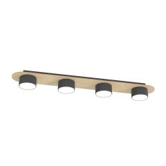 Emibig Diaz 14384 lampa podsufitowa 4x12 W czarna-drewno