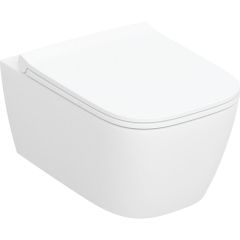 Geberit Smyle Square 503171001 miska wc z deską wolnoopadającą wisząca bez kołnierza ze spłukiwaniem wirowym biały połysk