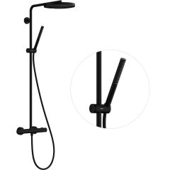Hansgrohe Pulsify S Puro 24222670 zestaw prysznicowy ścienny termostatyczny z deszczownicą czarny