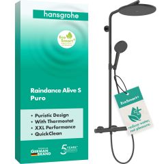 Hansgrohe Raindance Alive S 24594340 zestaw prysznicowy ścienny termostatyczny z deszczownicą czarny