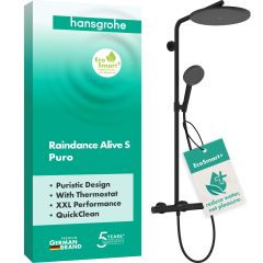 Hansgrohe Raindance Alive S 24594670 zestaw prysznicowy ścienny termostatyczny z deszczownicą czarny
