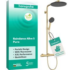 Hansgrohe Raindance Alive S 24594990 zestaw prysznicowy ścienny termostatyczny z deszczownicą złoty